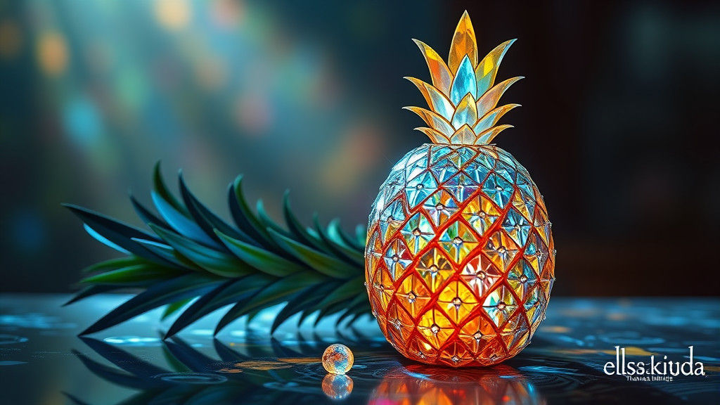 Iridescent Stained Glass Pineapple Portrait Still Life
