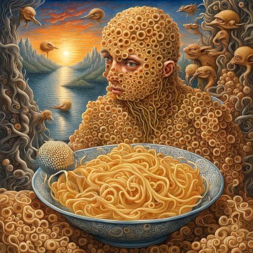 Surreal Bioengineered Ramen Tissue Sunset