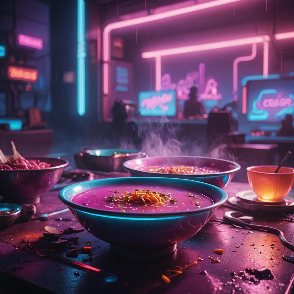 Synthwave Neon: Rotten Soup in a Futuristic Bowl
