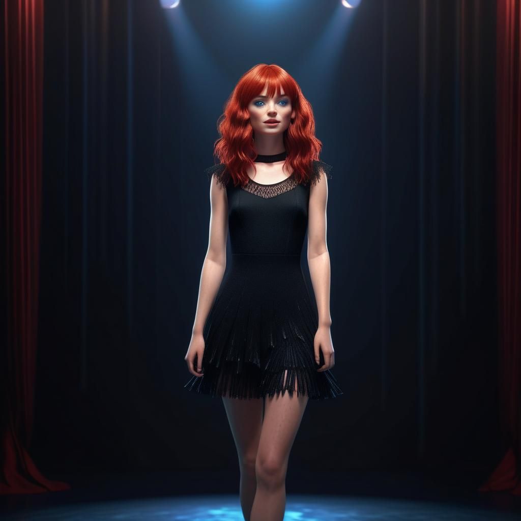 Woman Singing Karaoke in Detailed Matte Painting