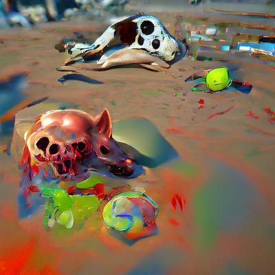 Dog Skull and Flesh: Hyperrealistic 3D Rendering