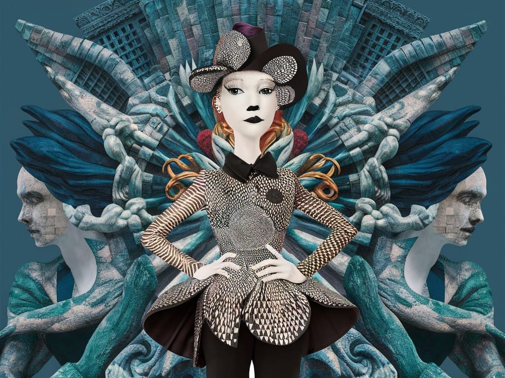 Anthropomorphic Doodleblend in Fornasetti Style