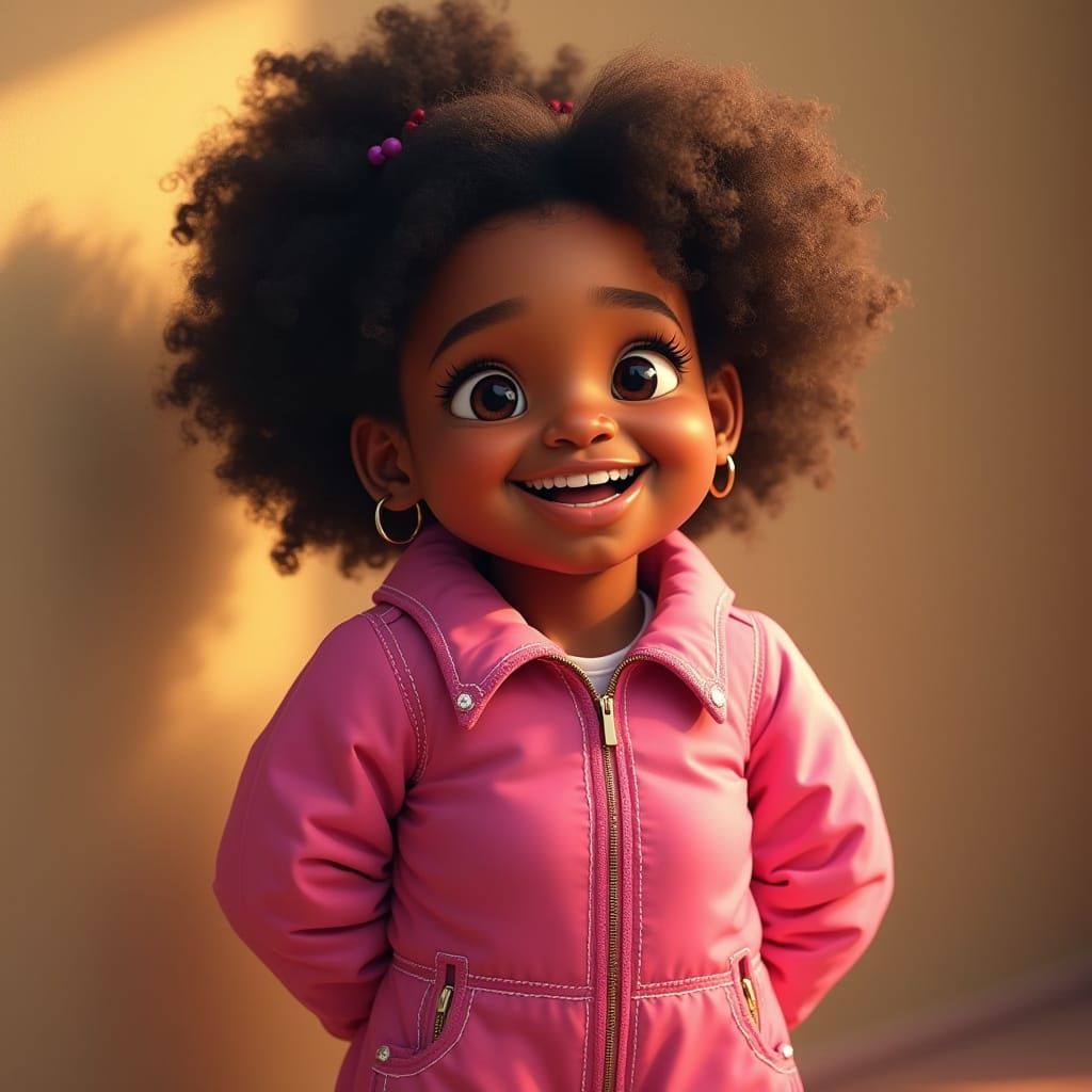 Joyful Black Girl Teaches Language with Enthusiasm