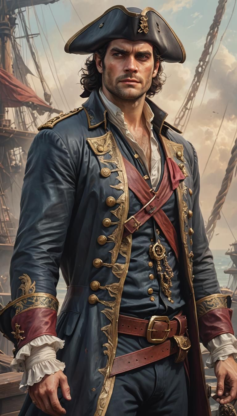 Pirate Captain Portrait in Oil Painting Style