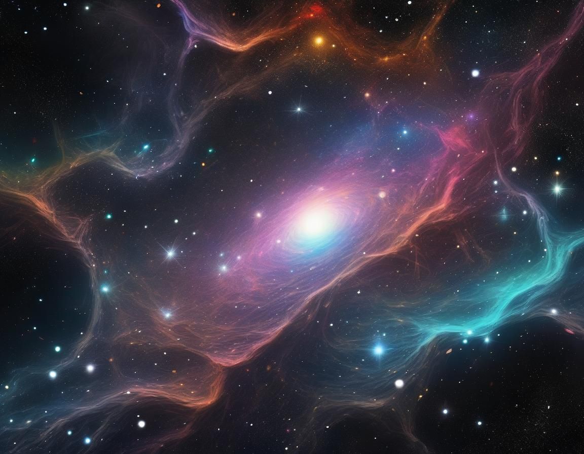 Hyperrealistic Space Scene with Nebulas and Constellations