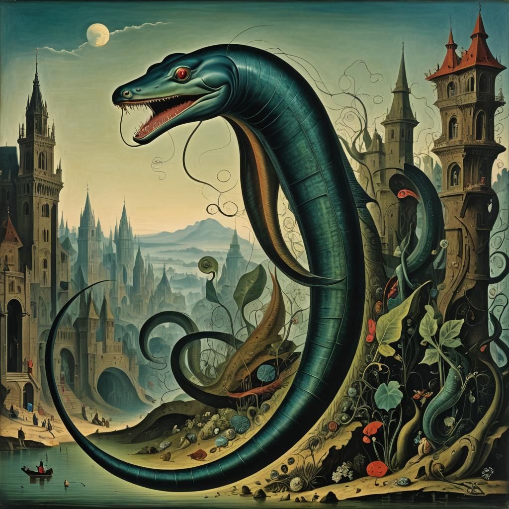 Ethereal Electric Eel in Expressionist Style