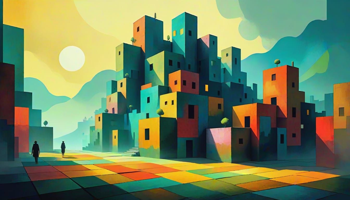 Geometric Volumes in Painterly Digital Sketch Style