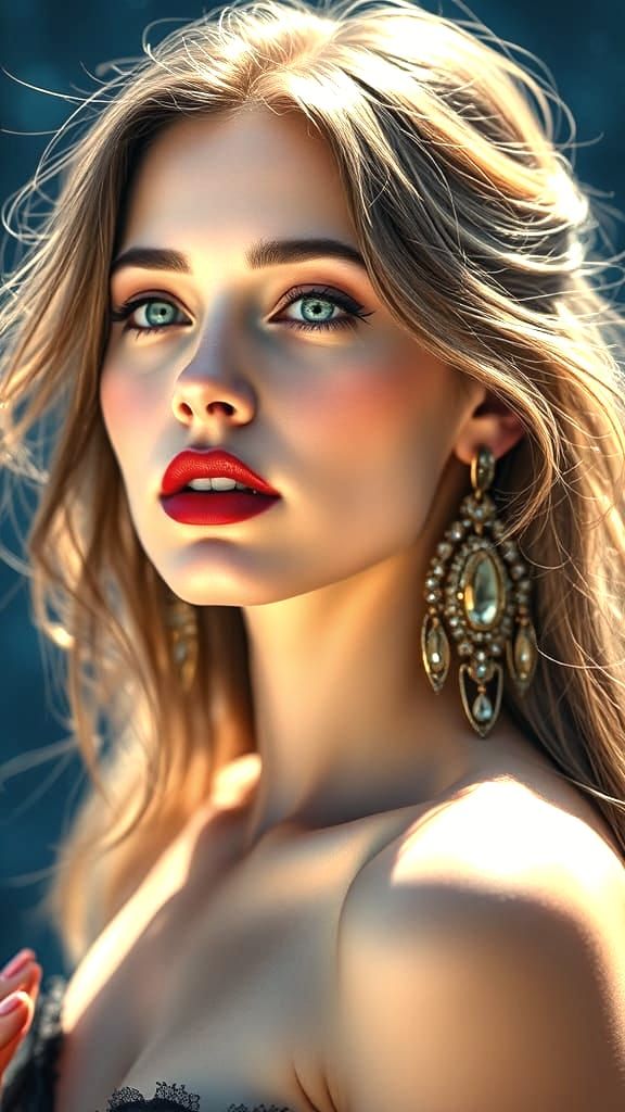 Katarina Claes Portrait with Red Lipstick and Soft Lighting