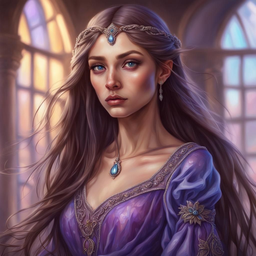 Renaissance Elf Princess with Long Brown Hair