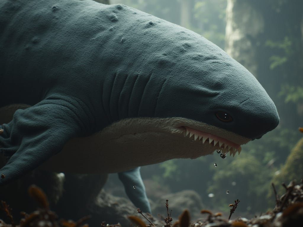 Hyperrealistic Blahaj Shark Portrait in Cinematic Style