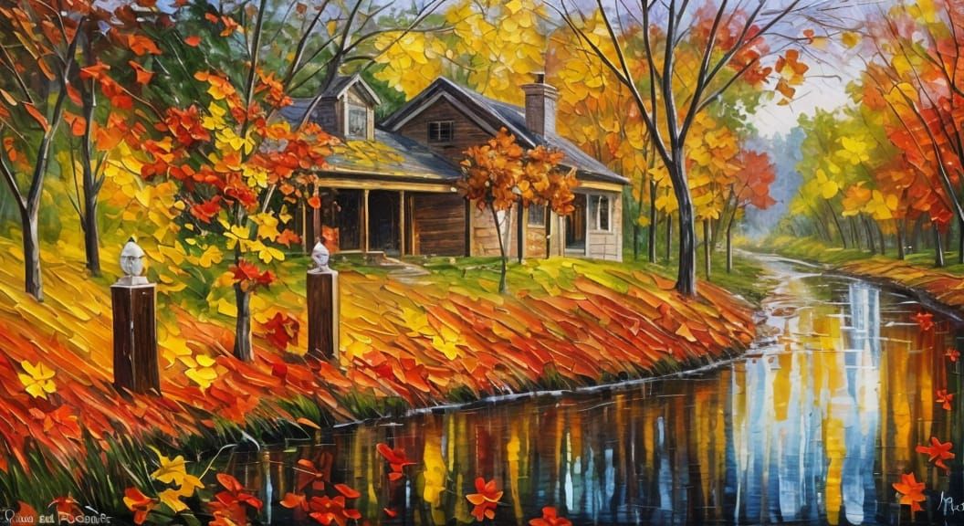 Autumn, whimsical, painting, <lora:Oil Paint:1.0>