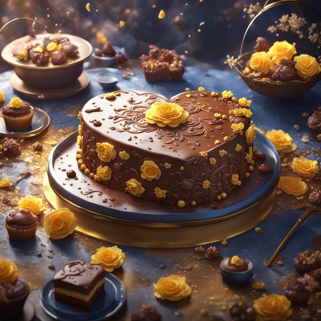 Korean Dessert Cake with Floral Heart Design