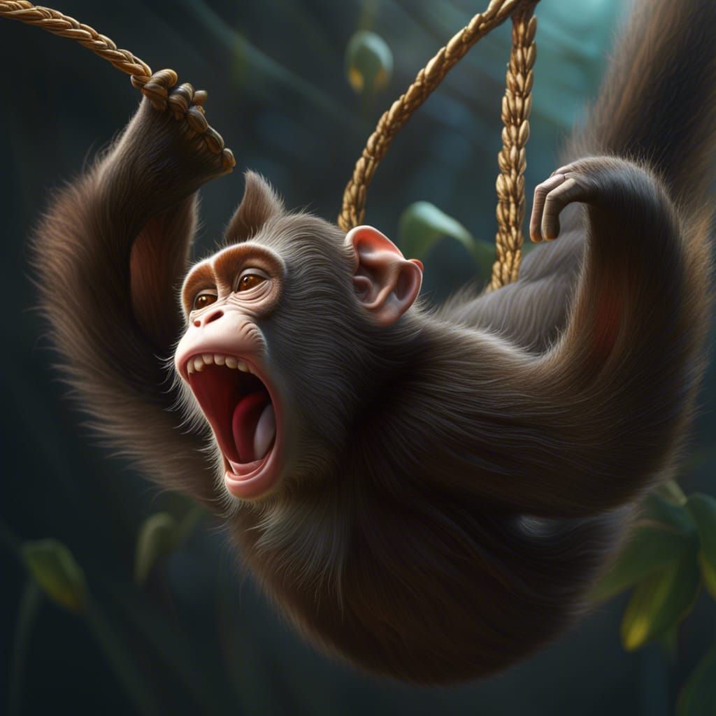 Monkey Somersaulting: Hyperdetailed Photorealistic Fantasy A...