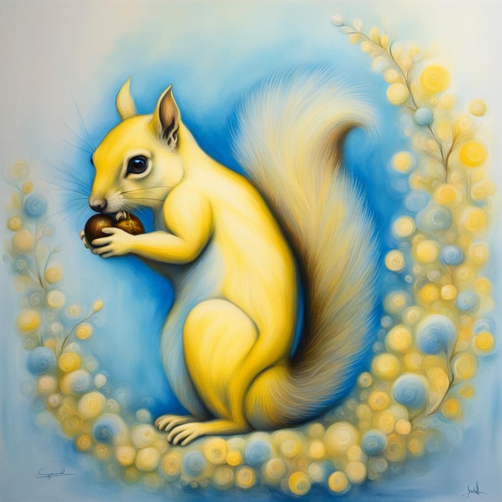 Pastel Squirrel in a Surrealist Style