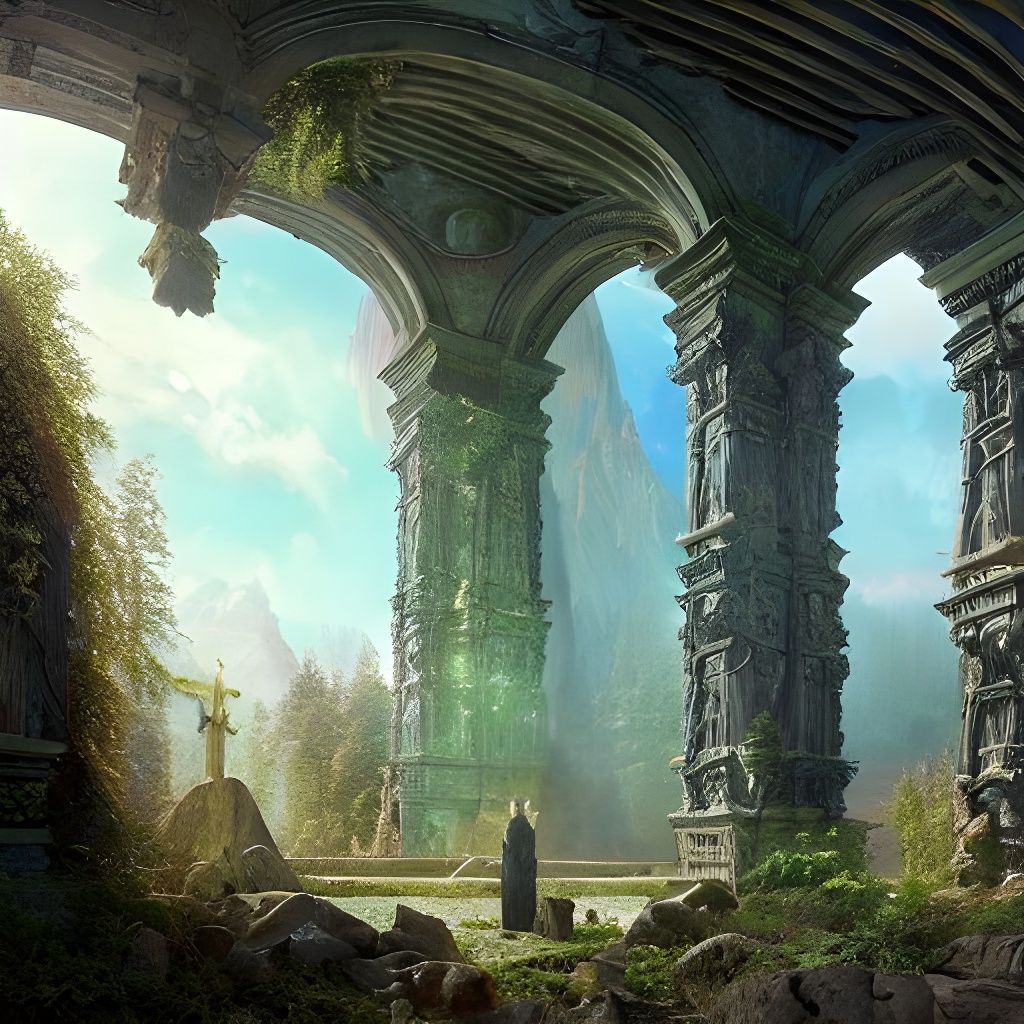 Distant Holy Nephilim Portal in Digital Painting Style