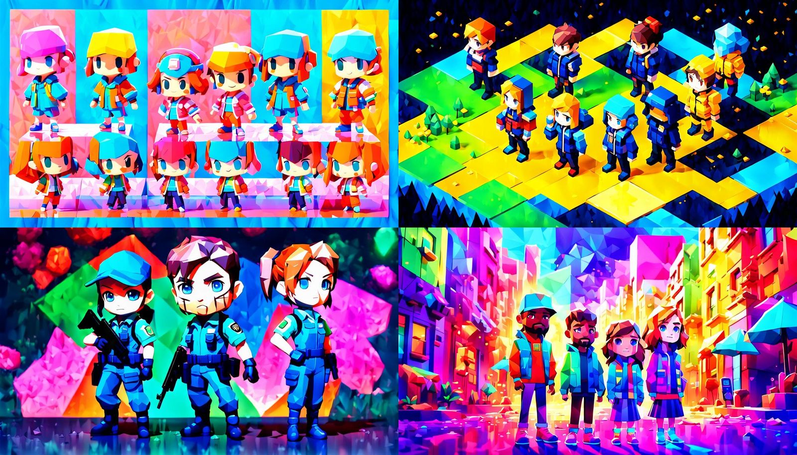 Chibi Low Poly S.T.A.R.S. Resident Evil Characters