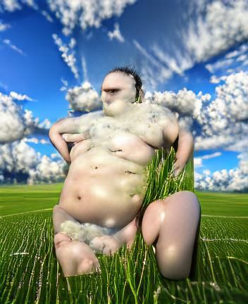 Pale Man in Field: 8K 3D Vray Rendering
