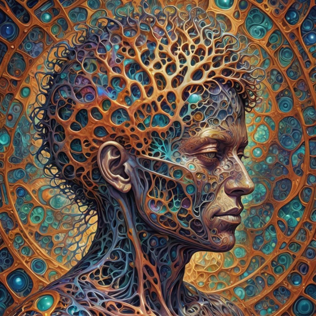 Migraine Brain in Filigree with Deepdream Colors