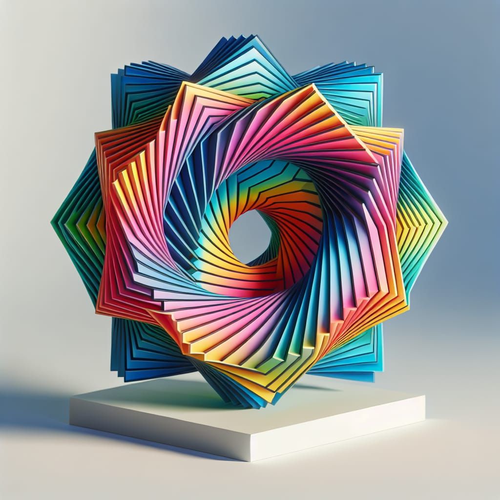 Vibrant 3D Kaleidoscope Optical Illusion Sculpture