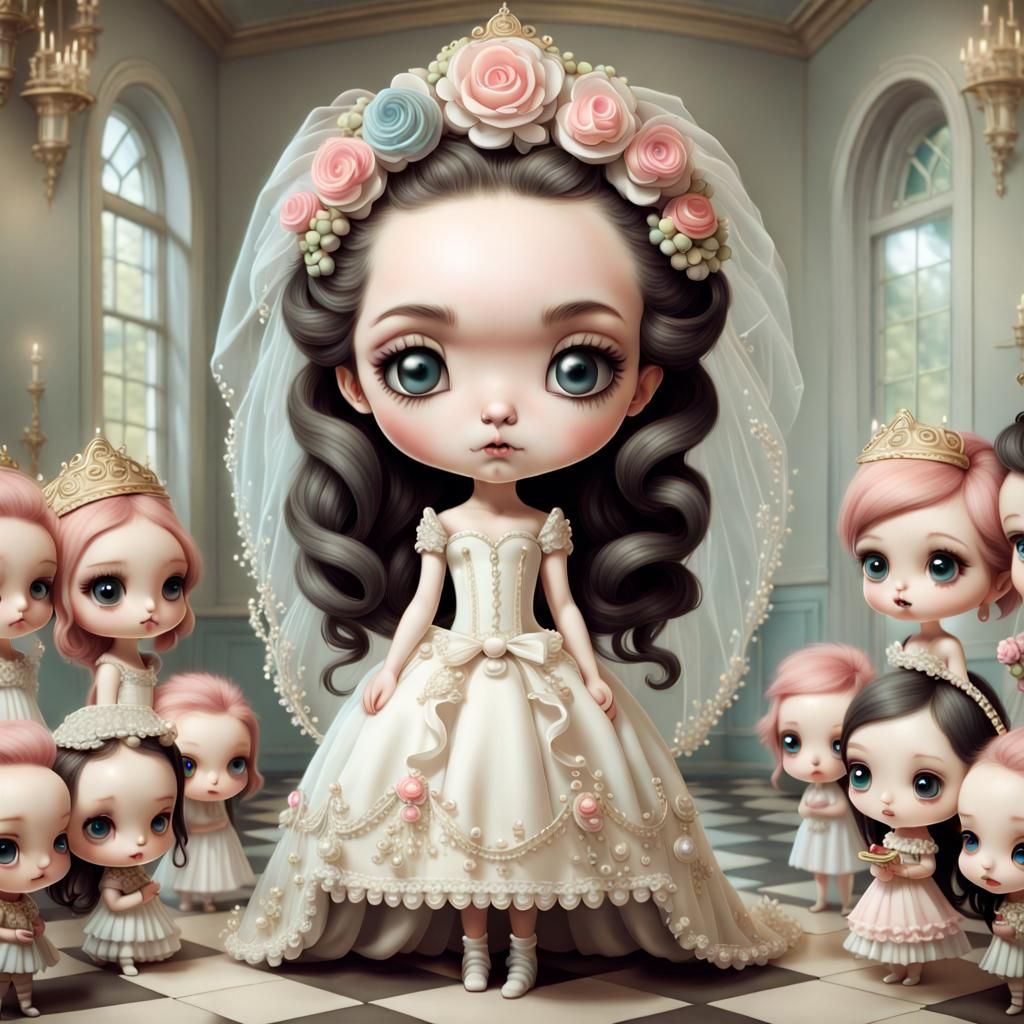 Chibi Wedding in Surreal Pop Art Style