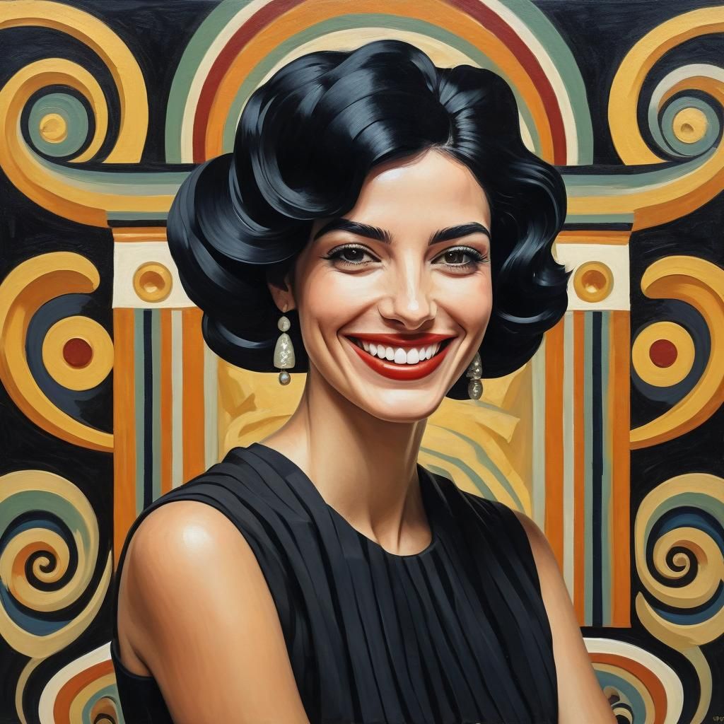 Italian Woman with Smile in Surrealist Style