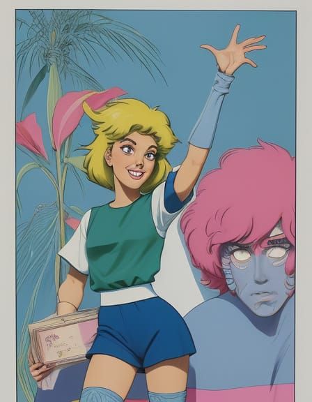 Cartoon Character in 1980s Storybook Style