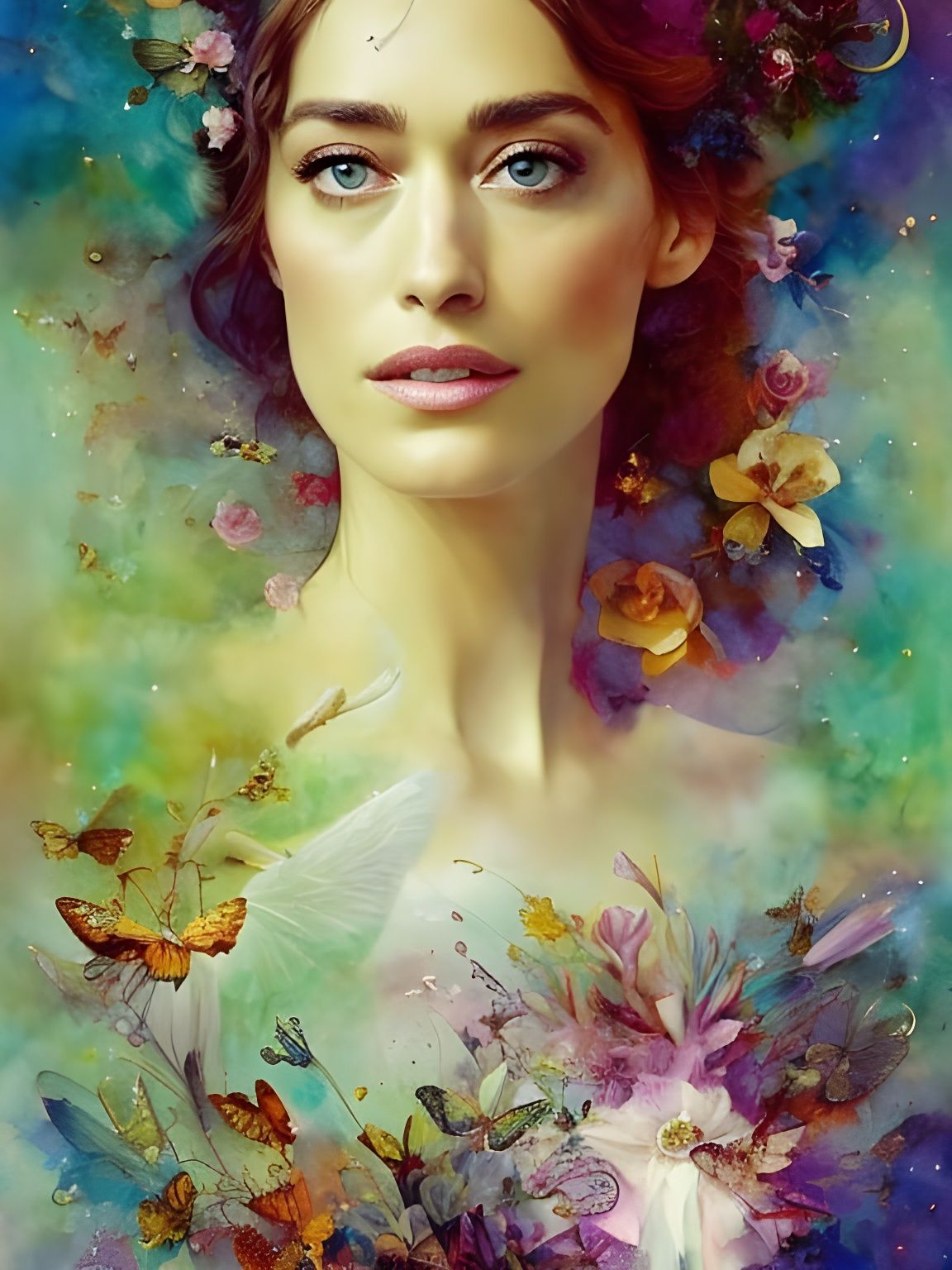 Ethereal Goddess Portrait in Hyperrealistic Detail