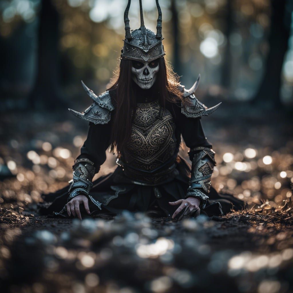 Necromancer Witnessing Demon Conspiracy in Bone Armor