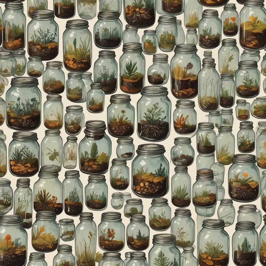 Artist Capturing Inspiration in Jars