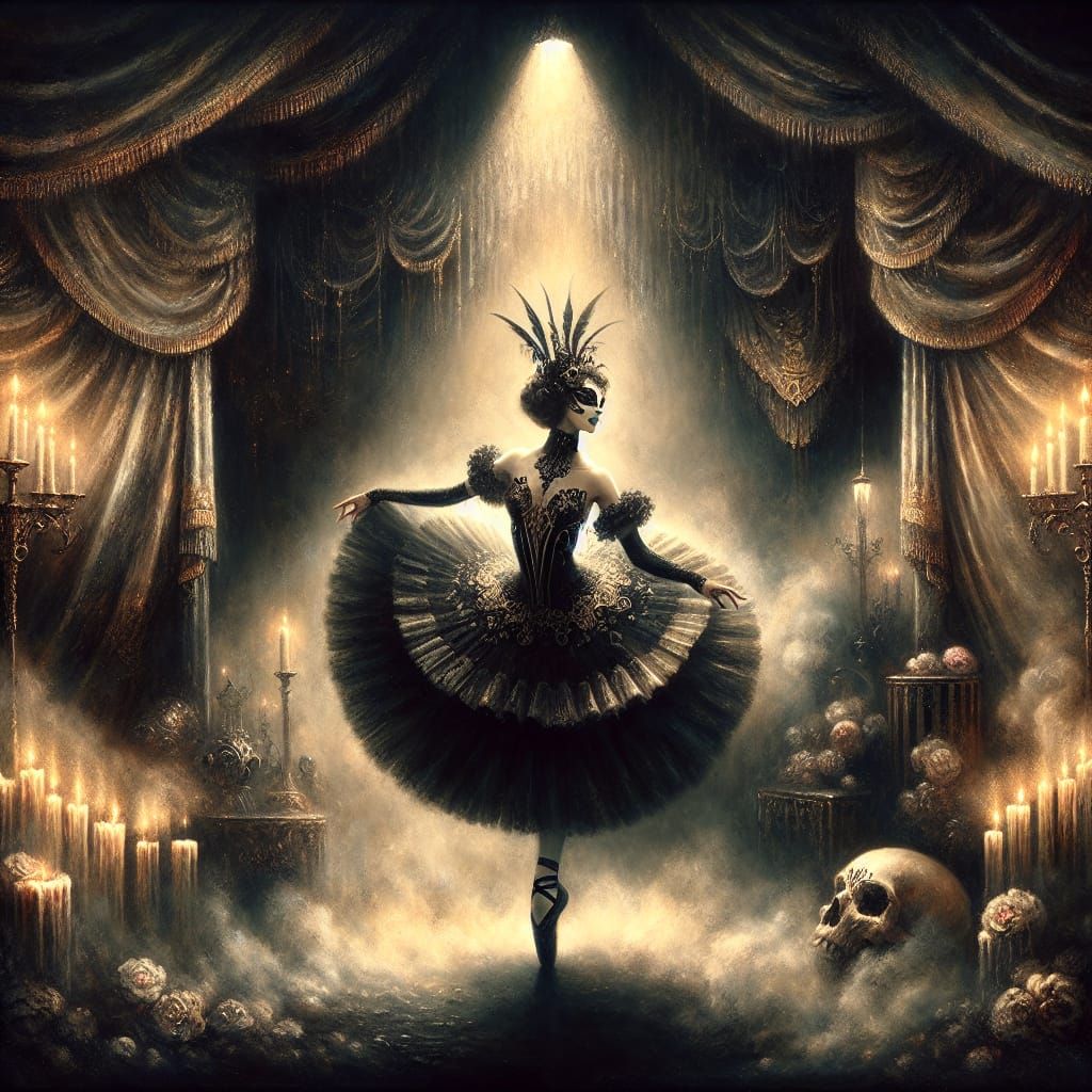 Gothic Burlesque Ballerina in Dark Fantasy Circus