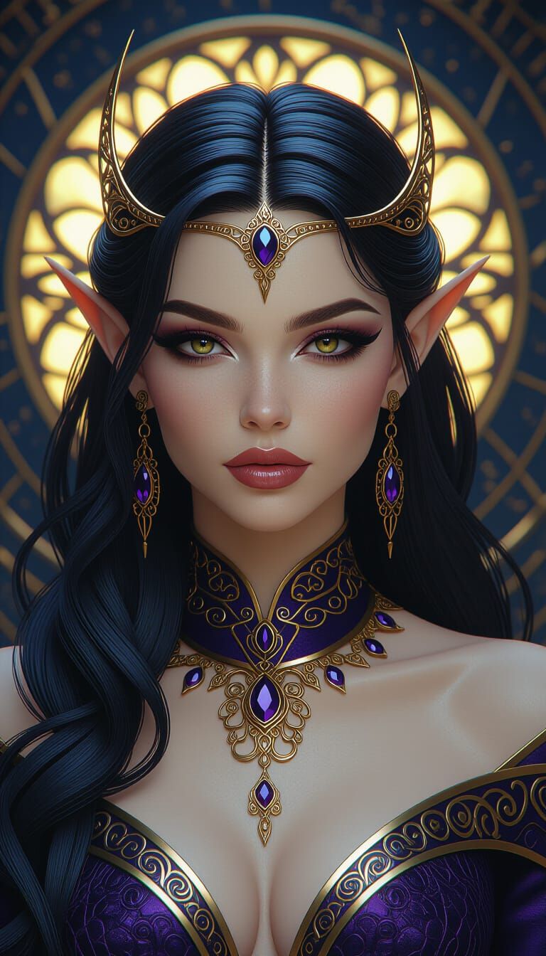 Obsidian Dark Elf Diva in Detailed Digital Art