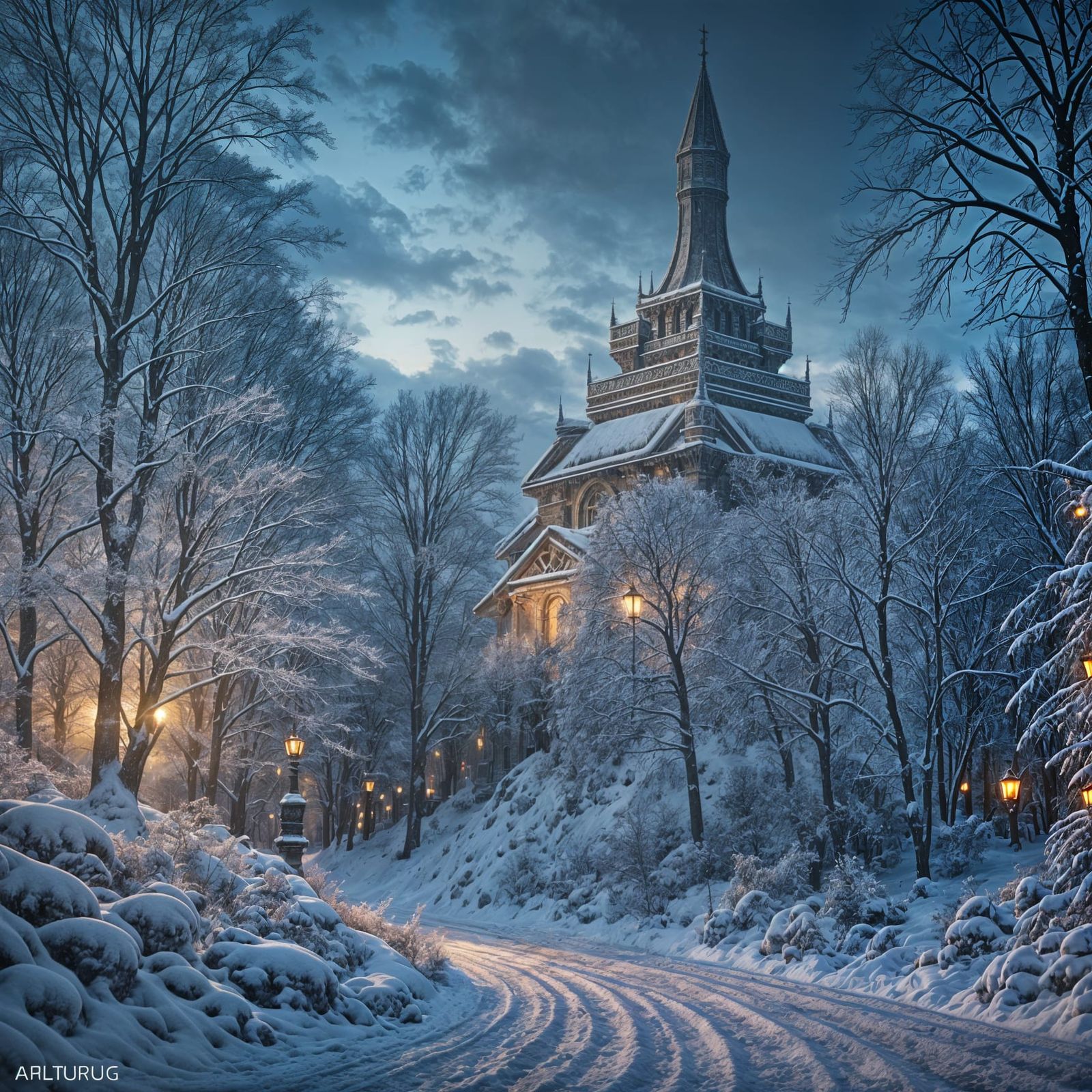 Epic Viking Templar Warrior in Winter Battle Stance