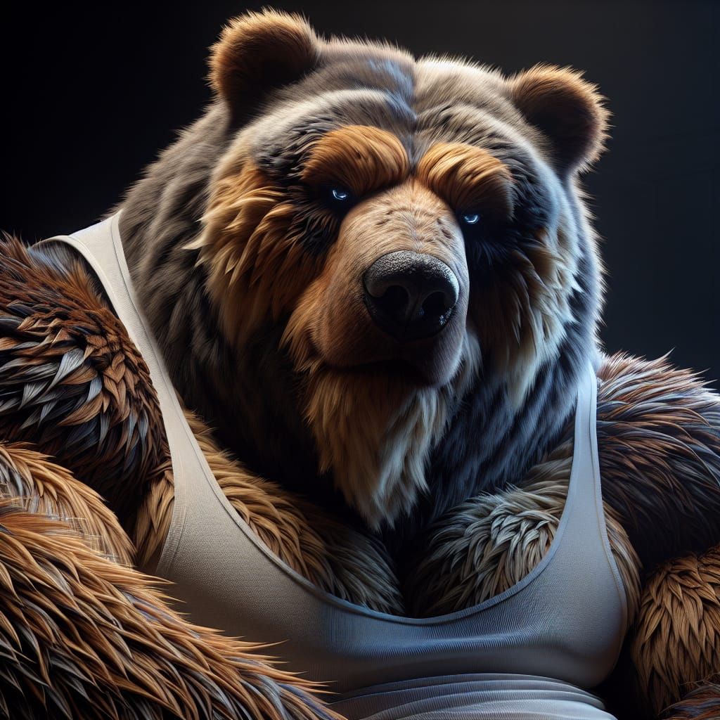 Powerful Kodiak Bear Seeks Serenity in Moonlit Ambiance