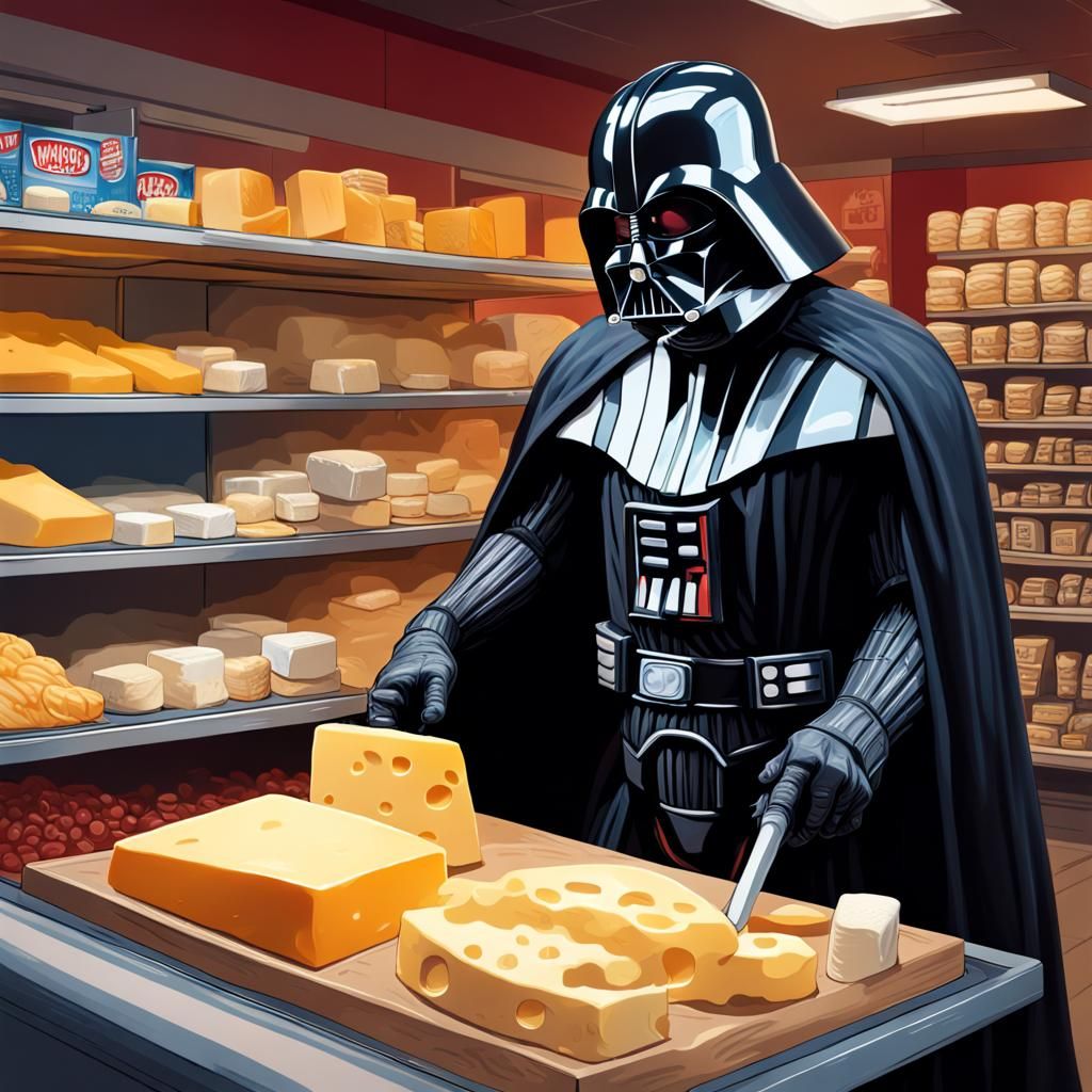 Darth Vader's Cheese Break: Hyperrealistic Concept Art