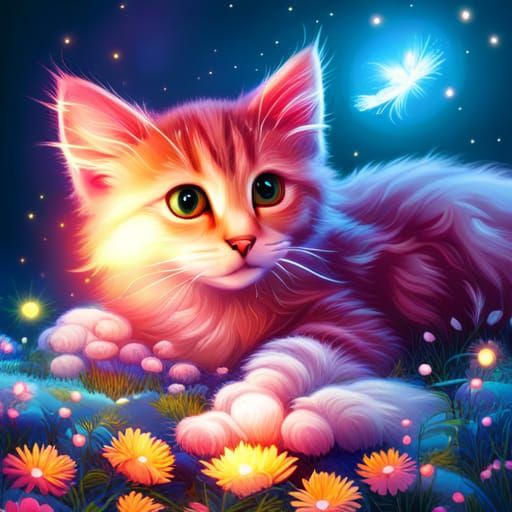 surreal sparkling kitten