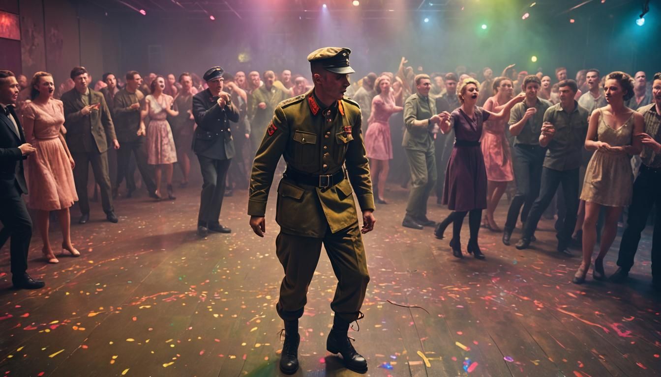 WWII Soldier's Bewildering Dance: Surreal Expressionism