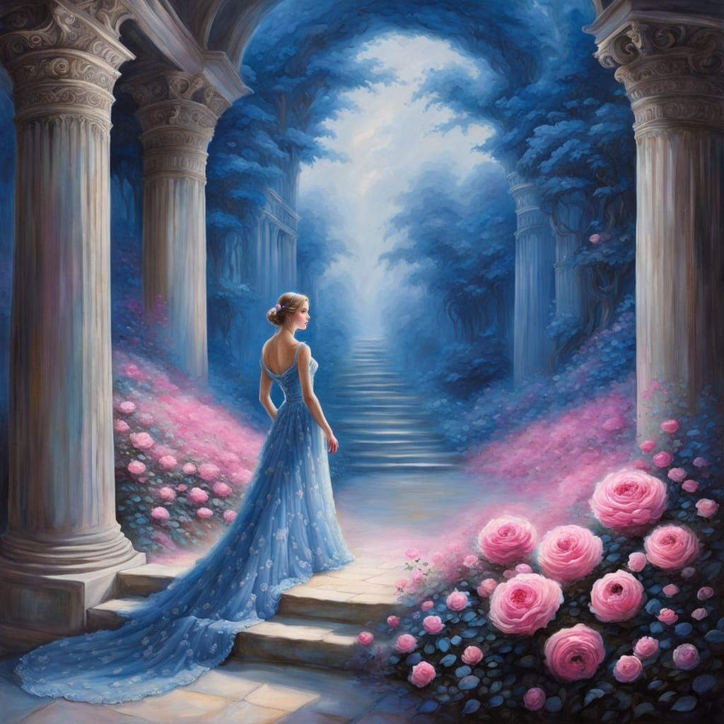 Mystery Woman in Luminous Cave