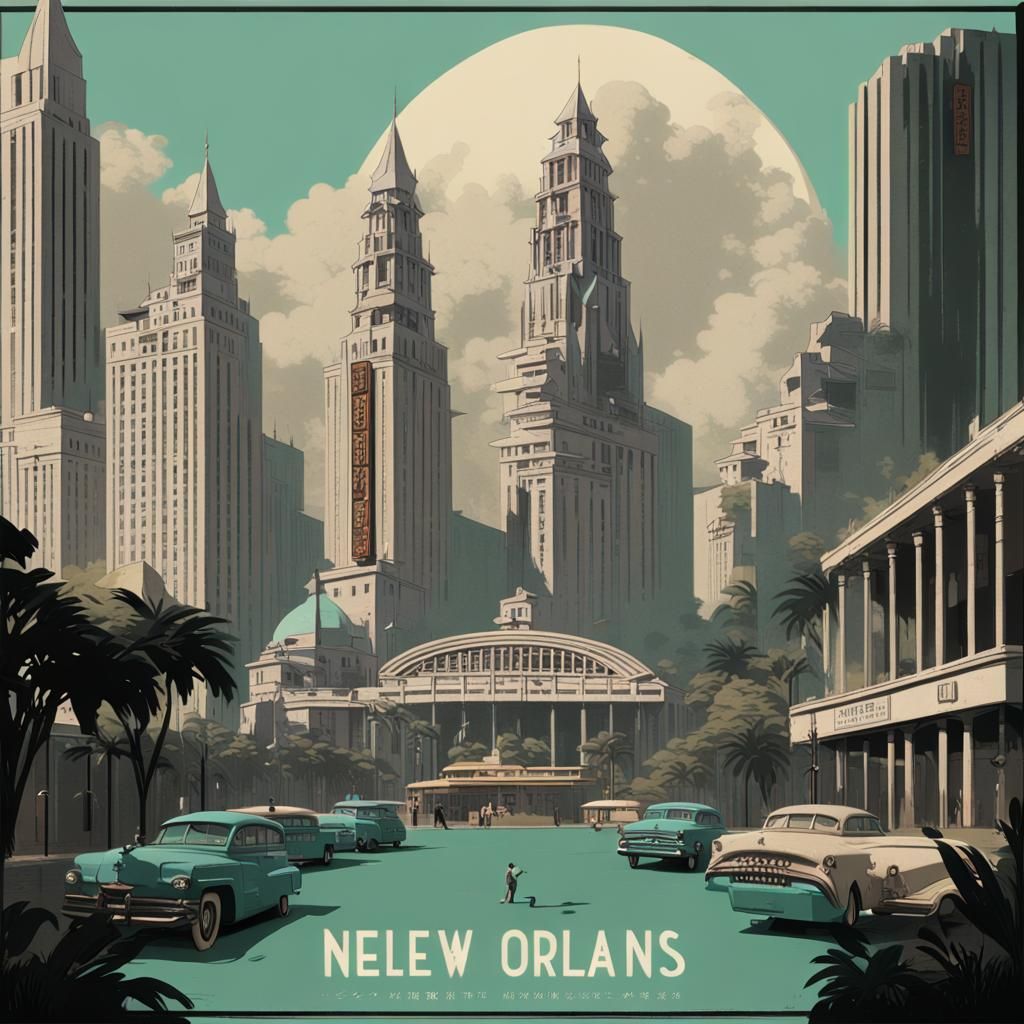 New Orleans in Brutalist Propaganda Poster Style