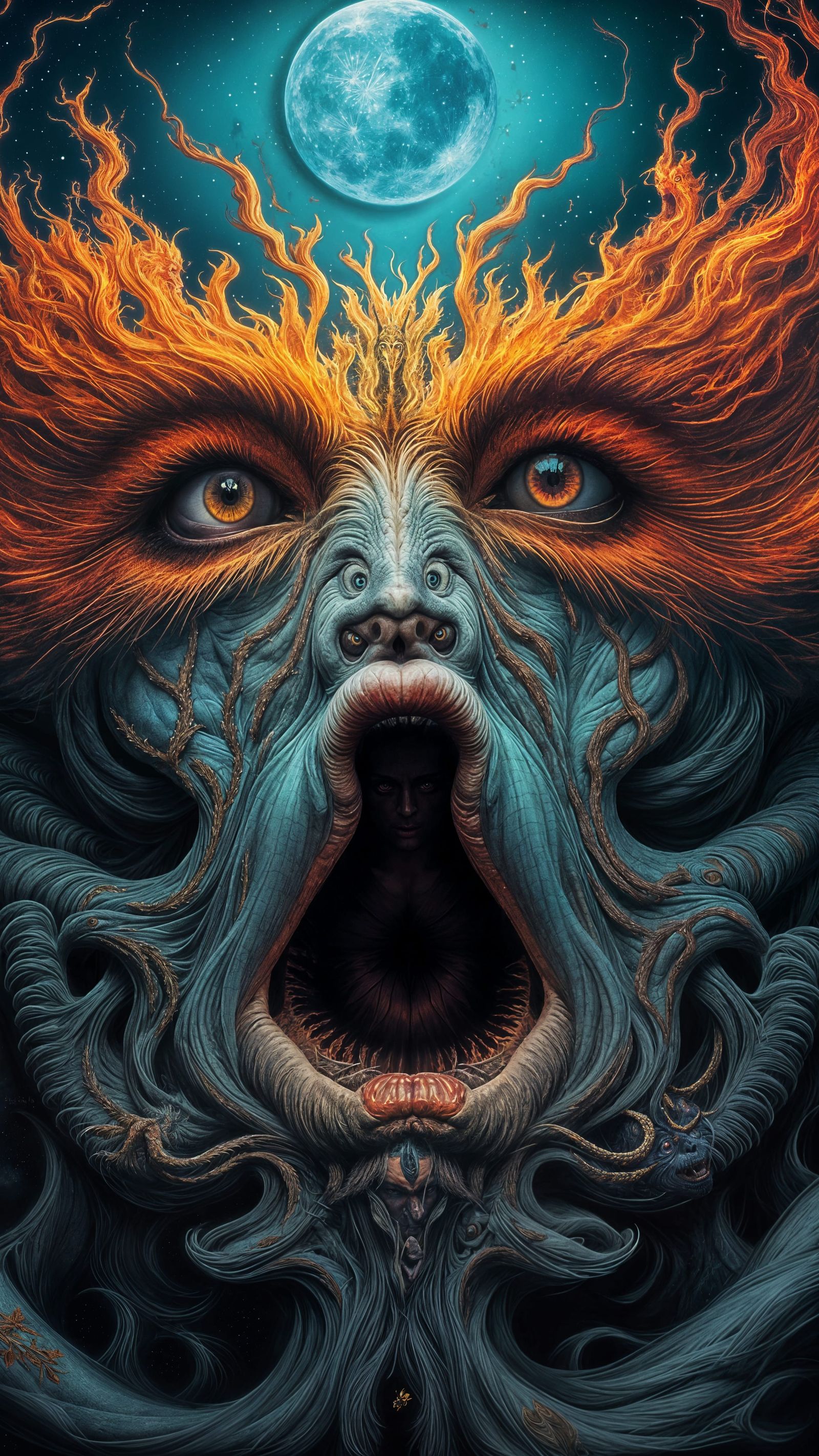 Man as Peacock Mutation in Fractal Mouth, Devil Wings