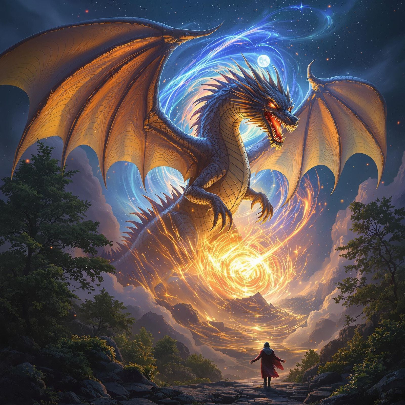 Majestic Dragon Emerges from Magical Portal