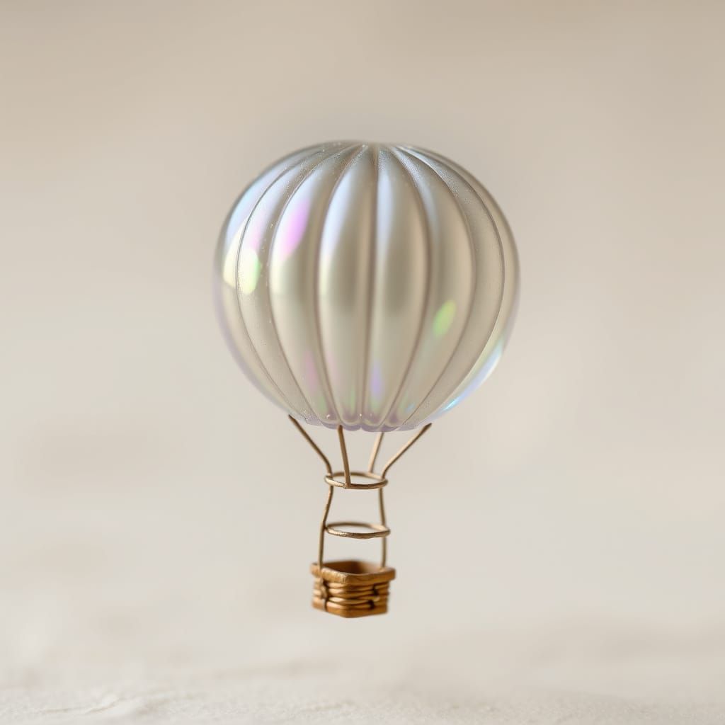 Iridescent Soap Bubble Hot Air Balloon, Ethereal Concept Art