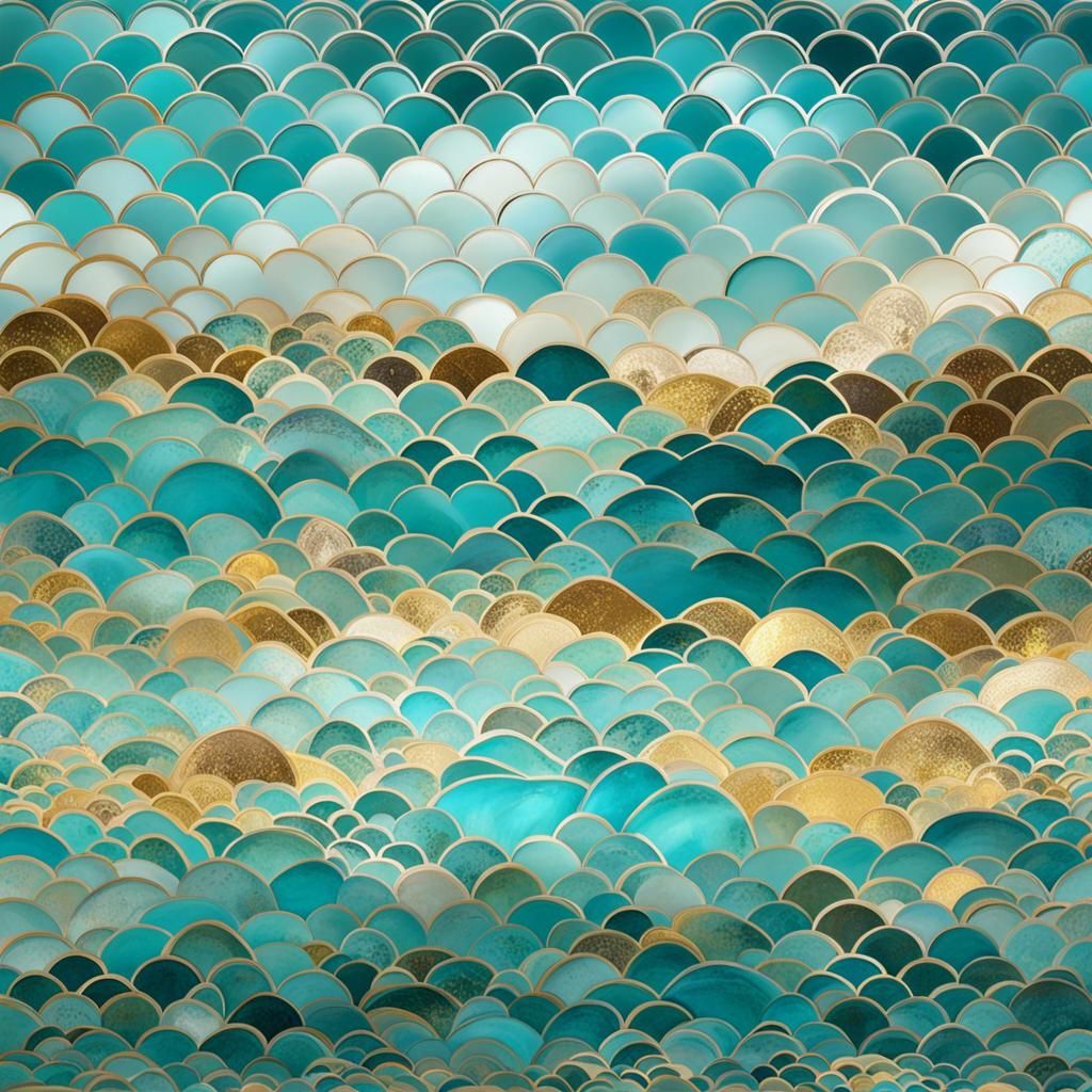 Turquoise Sea with Silver and Gold Reflections