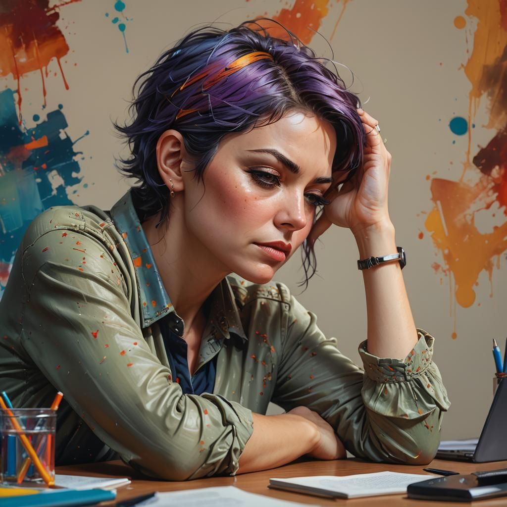 Exhausted Pixie Woman Resting - Hyperrealistic Art