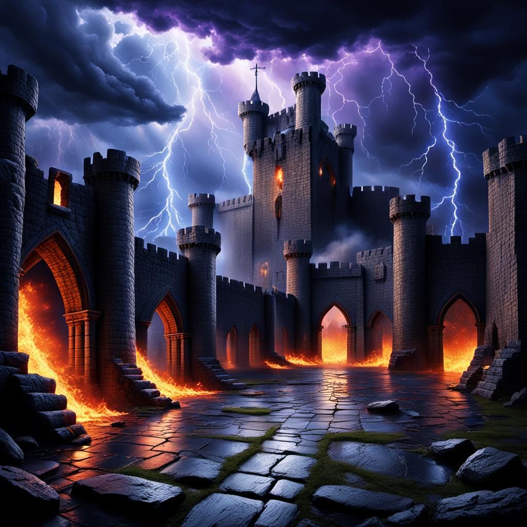 Epic Dark Fantasy Castle Ruins in Greg Rutkowski Style