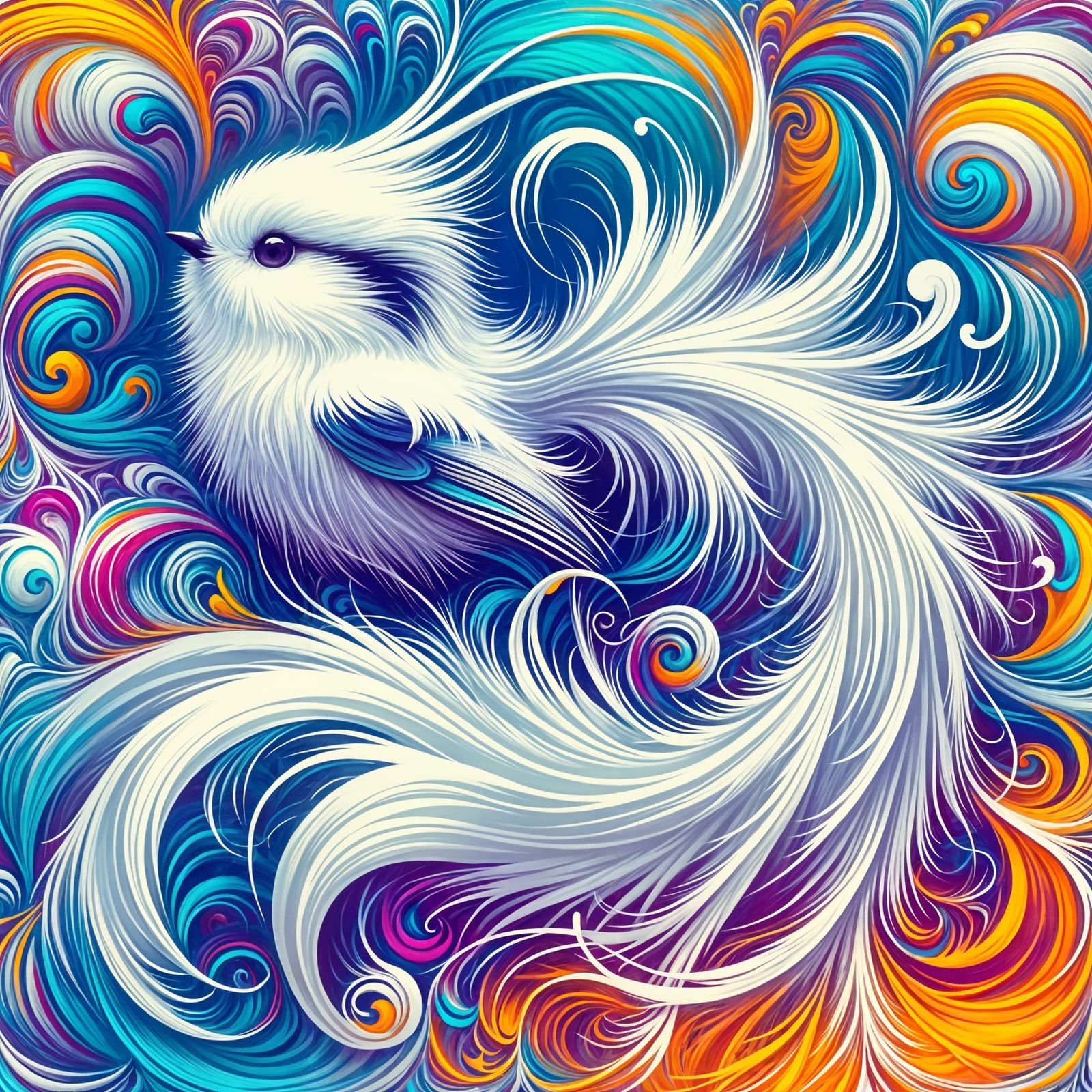 Psychedelic Snow Fairy in Vibrant Flight