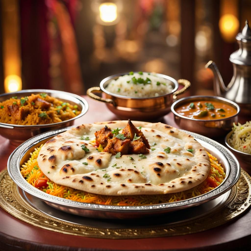 Special Indian Dish Garlic Naan and Shahi Paneer Biryani Enjoy !!