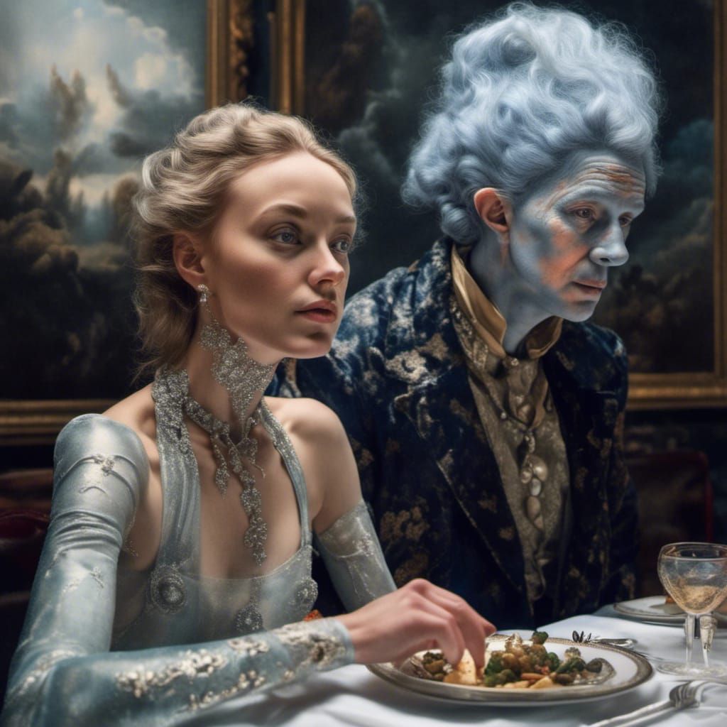 Art History Characters Party in Hyperrealistic Style