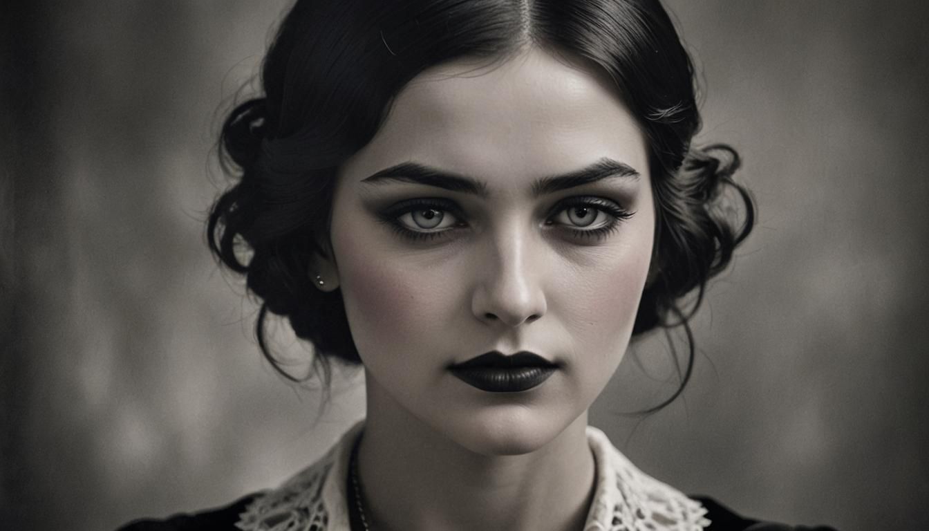 Gothic Realism Portrait of a 1920s Woman in Soft, Diffused L...