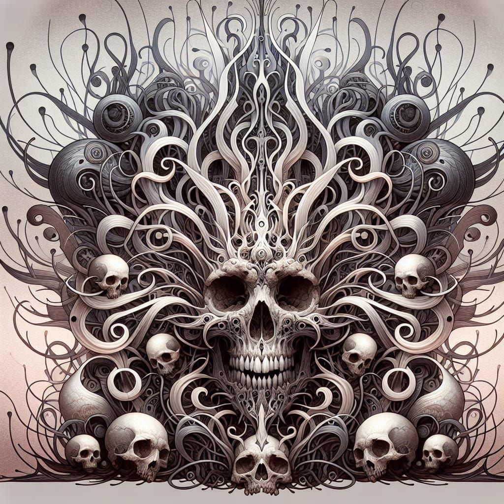 Intricate Skull Tapestry in Gothic Style