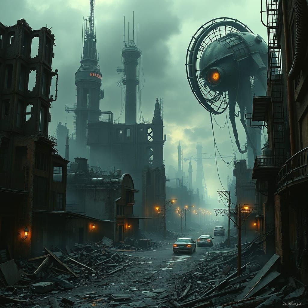 Dystopian Cityscape of Decay and Neglect